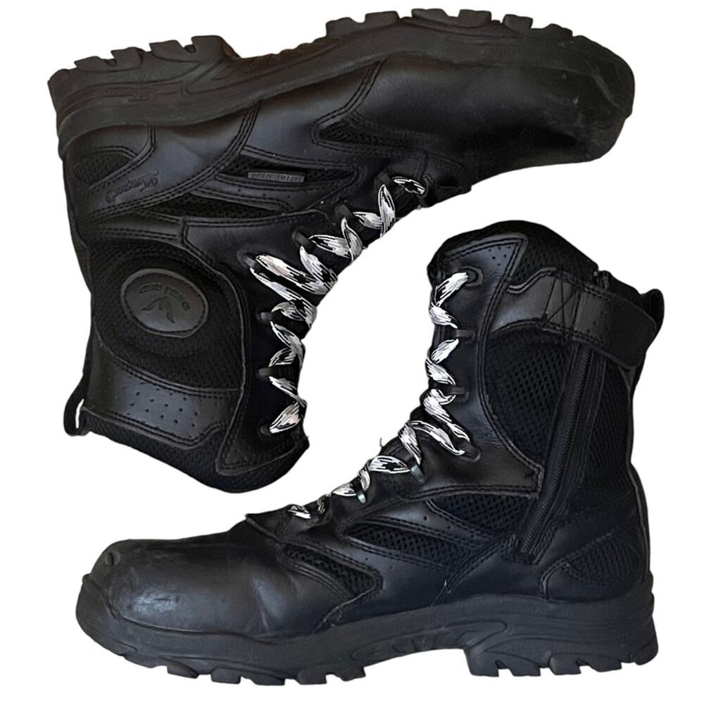 Thorogood The Deuce Leather Biker Boots Men 11 Black 8” Side Zip Combat Tactical